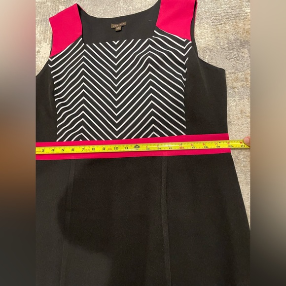 VOIR VOIR Pink Chevron Black & White Sheath Dress Professional Career Size 16 - Picture 2 of 12
